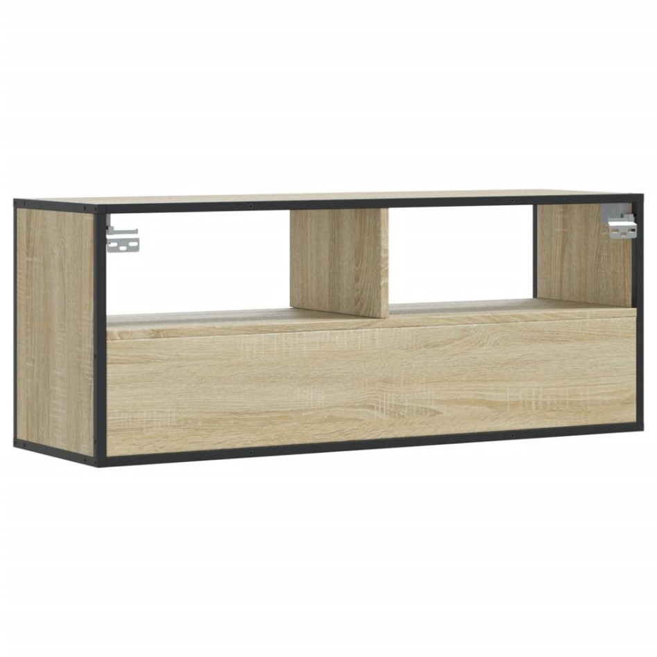 Mueble TV madera ingeniería y metal roble Sonoma 100x31x39,5