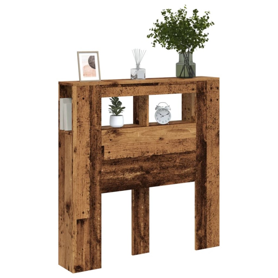 Cabecero con LED madera ingeniería envejecida 100x18,5x103,5