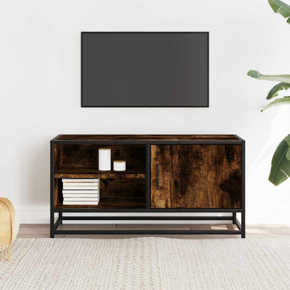Mueble TV metal y madera ingeniería roble humo 80x34,5x40