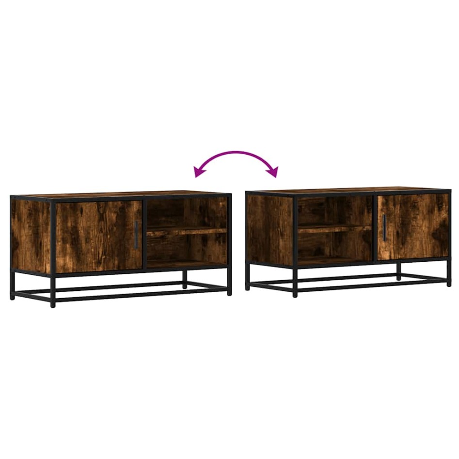 Mueble TV metal y madera ingeniería roble humo 80x34,5x40