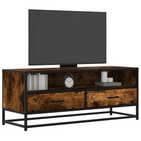 Mueble TV metal y madera ingeniería roble ahumado