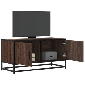Mueble TV metal y madera ingeniería marrón roble 80x34,5x40