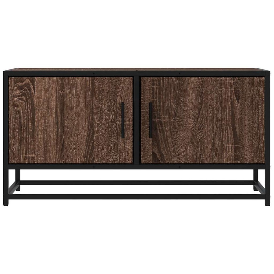 Mueble TV metal y madera ingeniería marrón roble 80x34,5x40