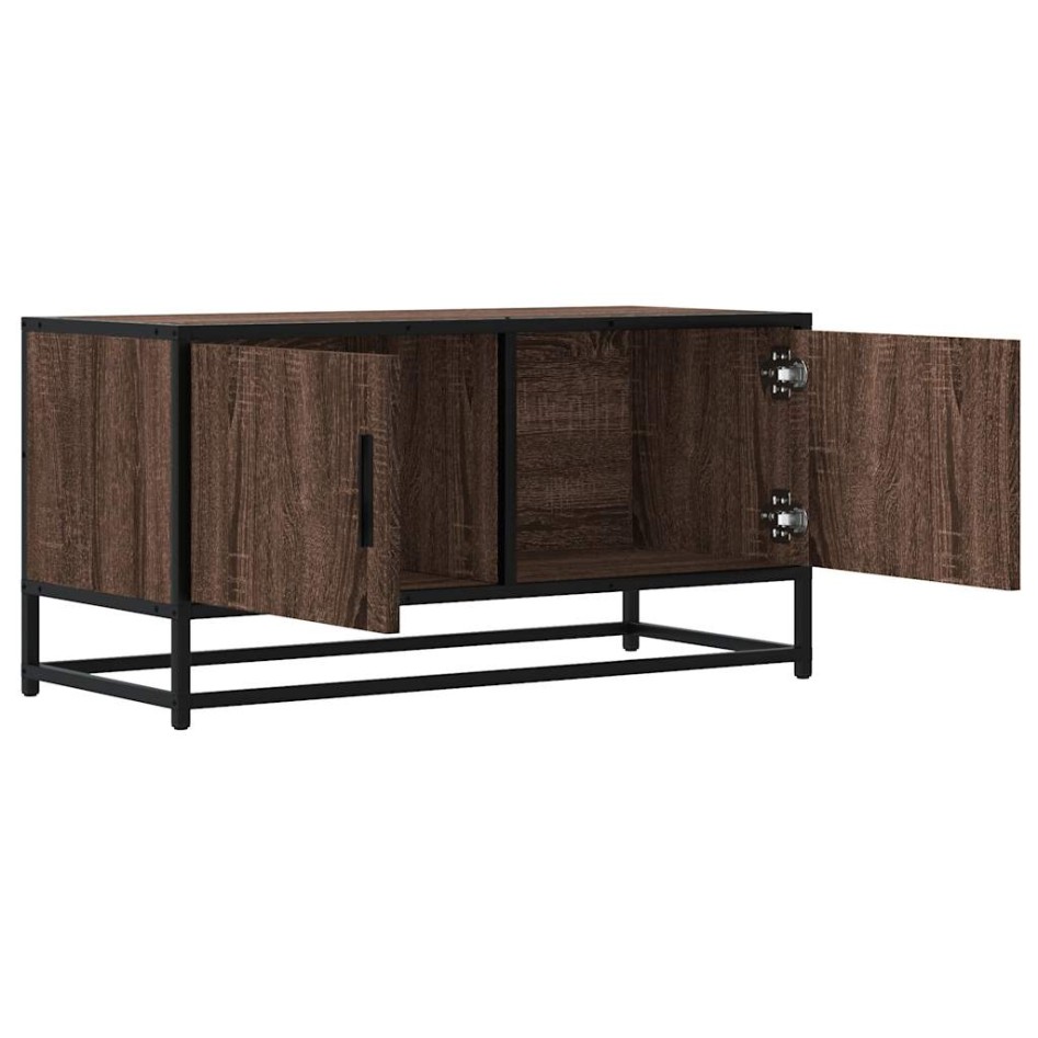 Mueble TV metal y madera ingeniería marrón roble 80x34,5x40