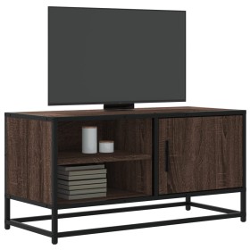 Mueble TV metal y madera ingeniería marrón roble 80x34,5x40