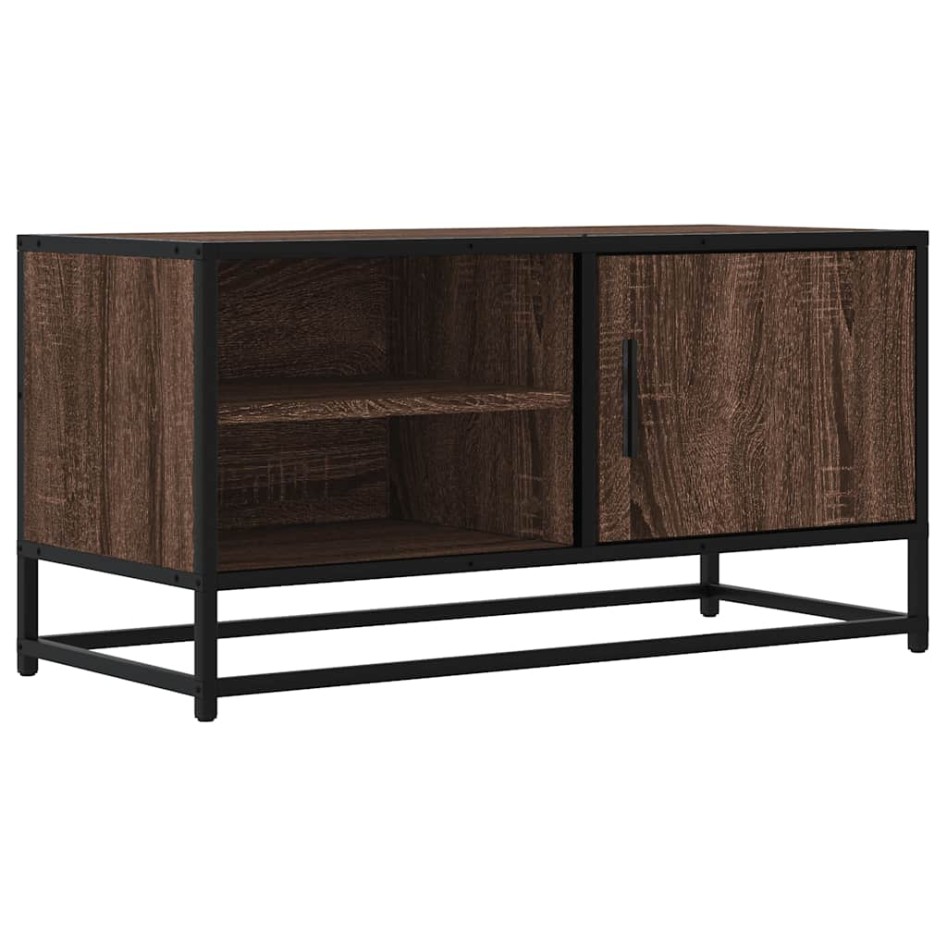 Mueble TV metal y madera ingeniería marrón roble 80x34,5x40