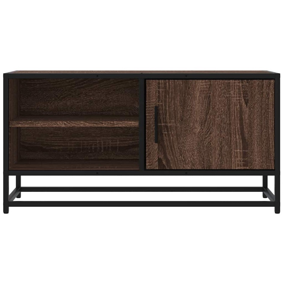 Mueble TV metal y madera ingeniería marrón roble 80x34,5x40