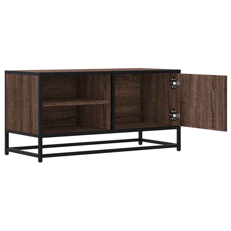 Mueble TV metal y madera ingeniería marrón roble 80x34,5x40