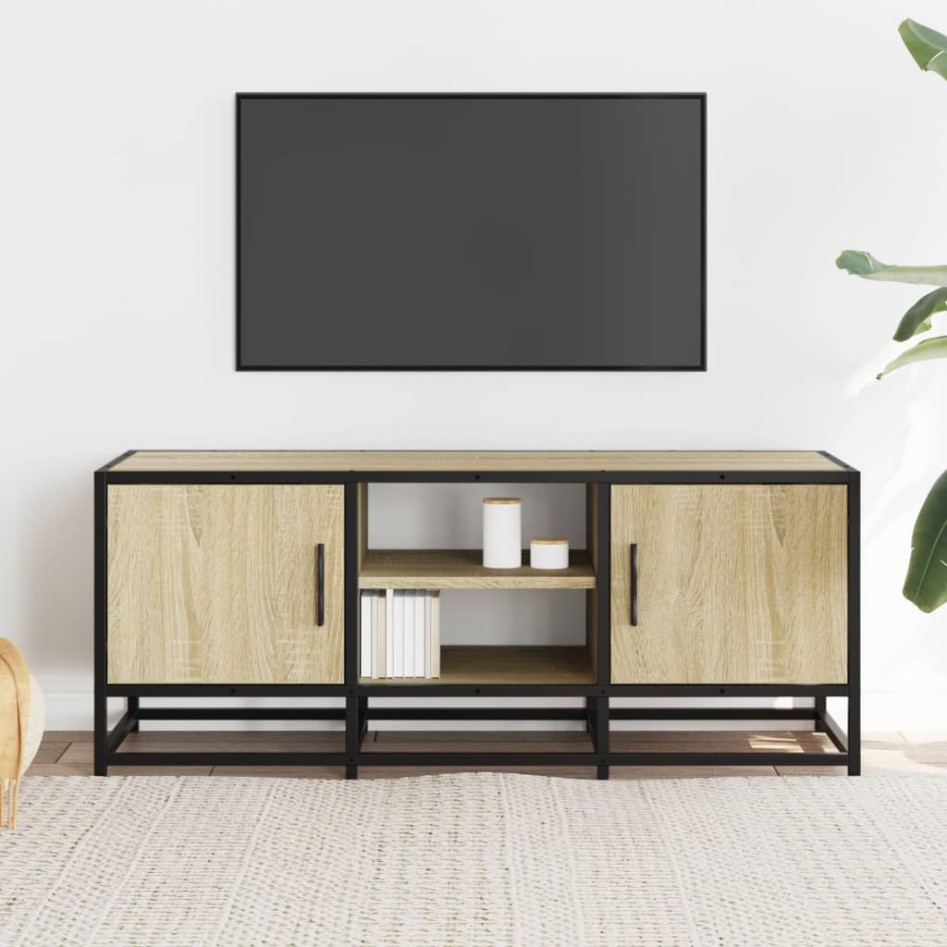 Mueble TV metal y madera ingeniería roble Sonoma 100x35x41