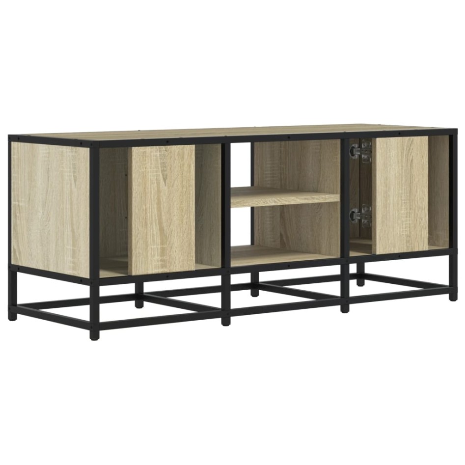 Mueble TV metal y madera ingeniería roble Sonoma 100x35x41