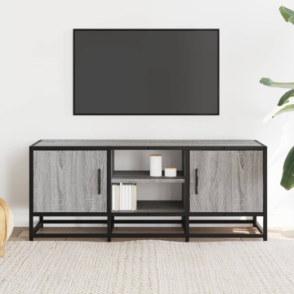Mueble TV metal y madera ingeniería gris Sonoma 100x35x41