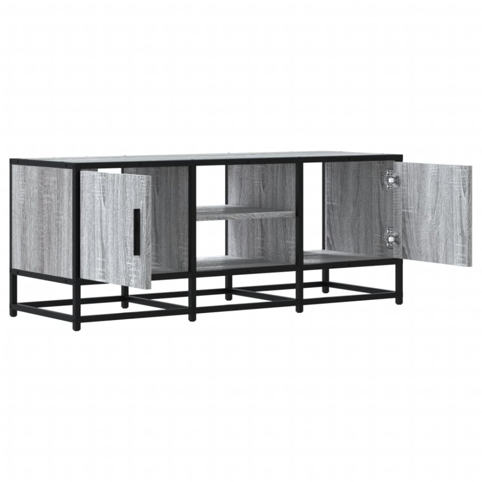 Mueble TV metal y madera ingeniería gris Sonoma 100x35x41