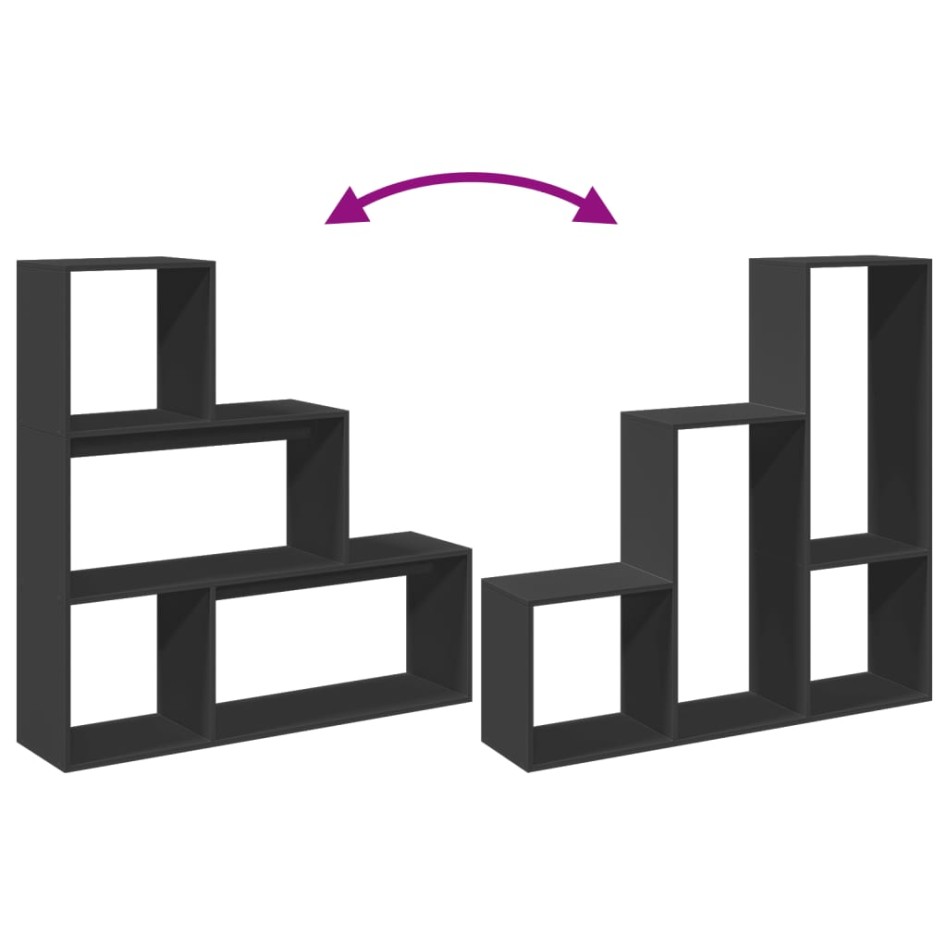 Librería divisora 3 niveles madera negro 123x29x123