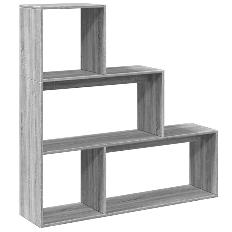 Librería divisora 3 niveles madera gris Sonoma 123x29x123