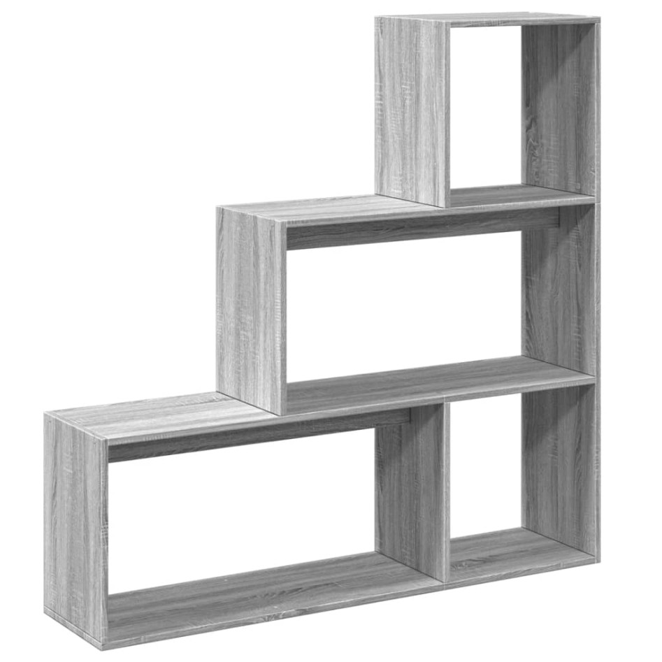 Librería divisora 3 niveles madera gris Sonoma 123x29x123