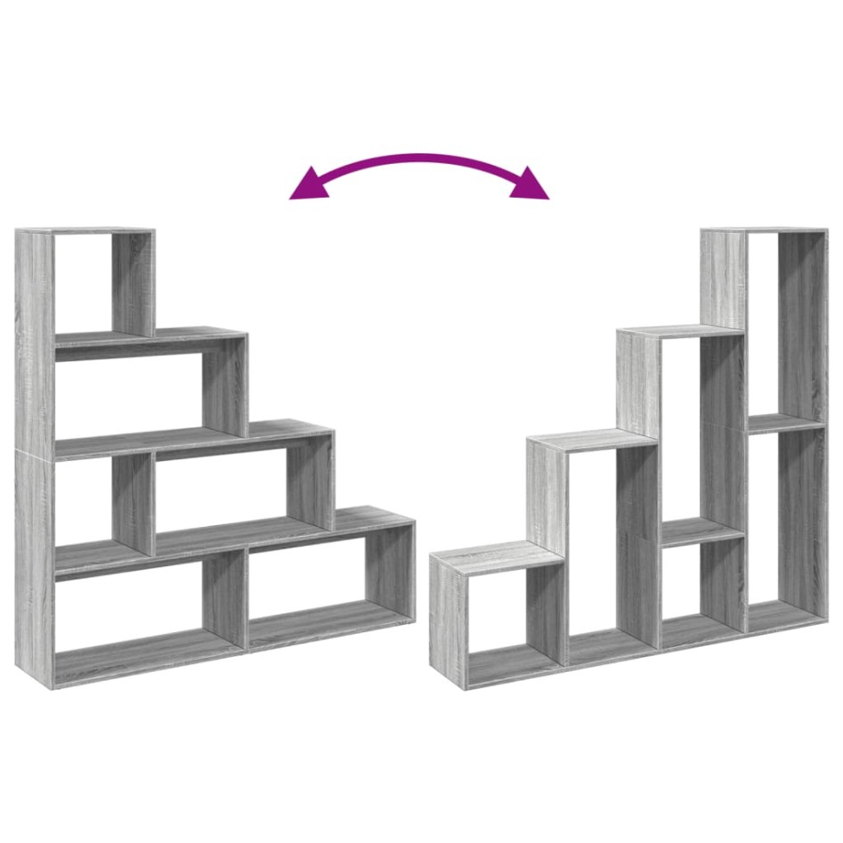 Librería divisora 4 niveles madera gris Sonoma