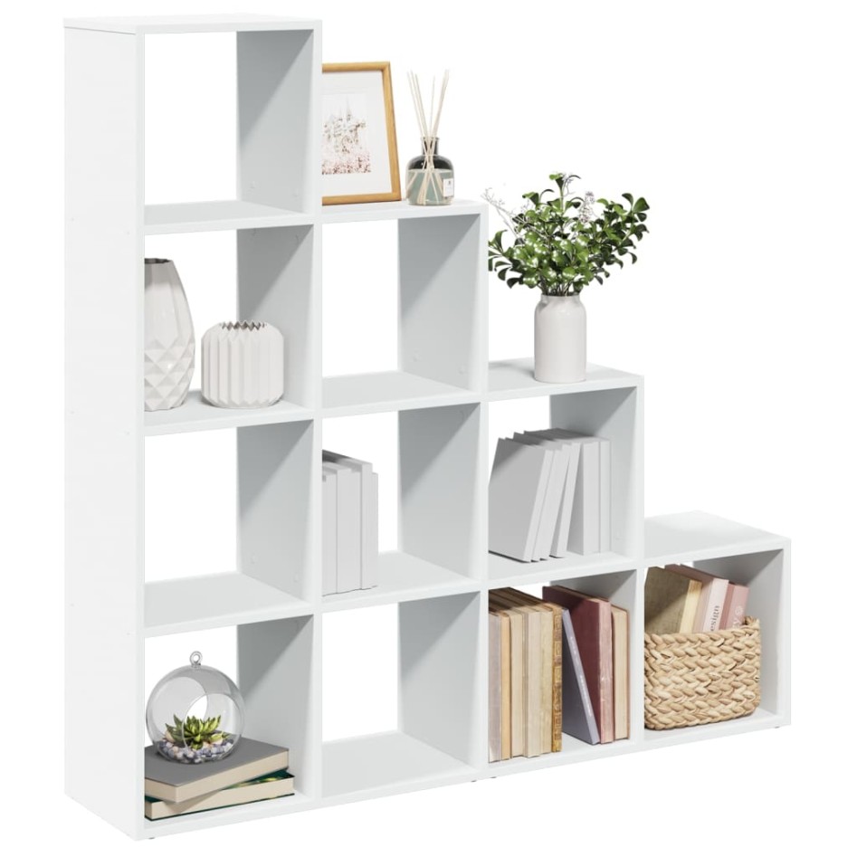 Librería divisora 4 niveles madera blanca 131,5x29x131,5