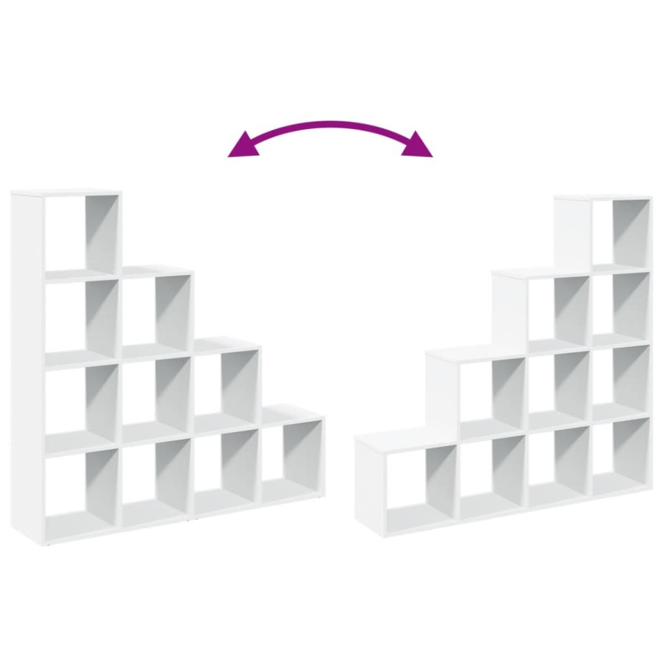 Librería divisora 4 niveles madera blanca 131,5x29x131,5