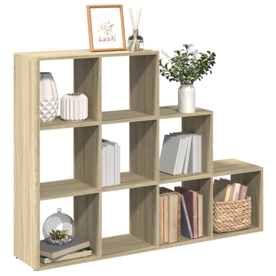 Librería divisora 3 niveles madera Sonoma 137,5x29x103,5