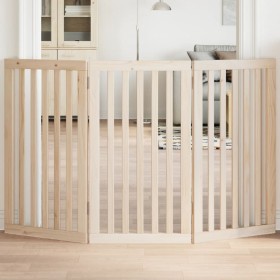 Puerta para perros plegable 3 paneles madera de álamo 150