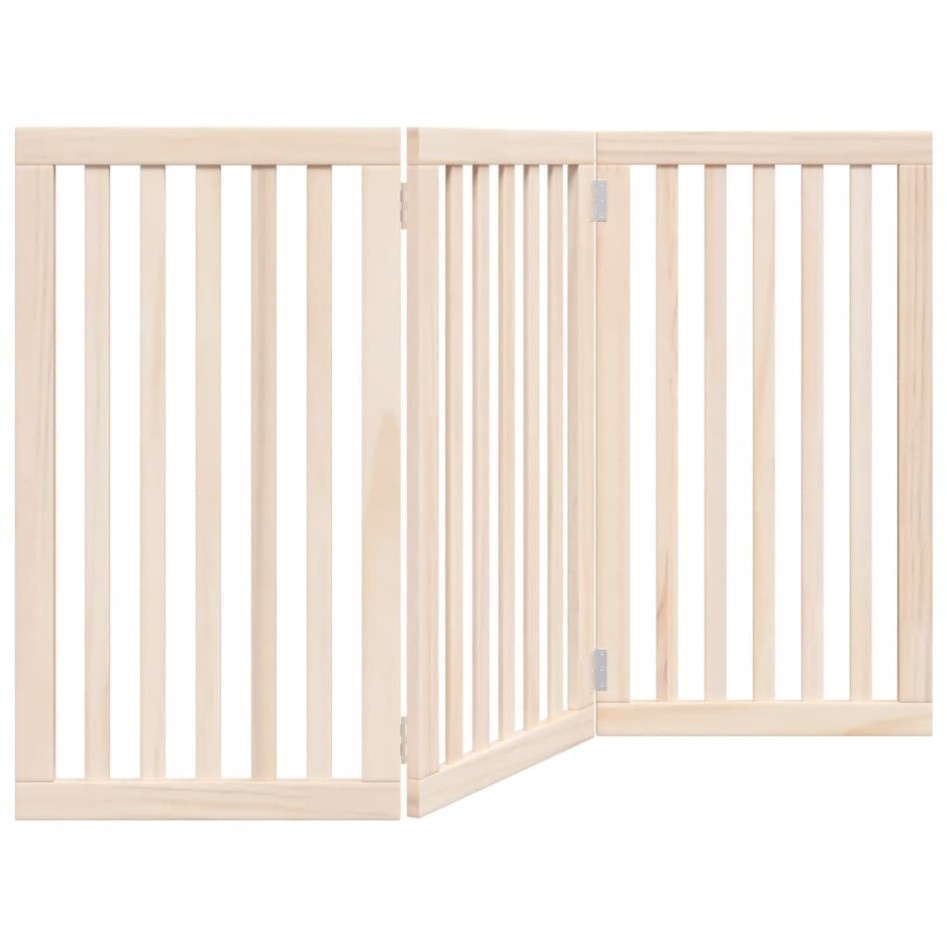 Puerta para perros plegable 3 paneles madera de álamo 150