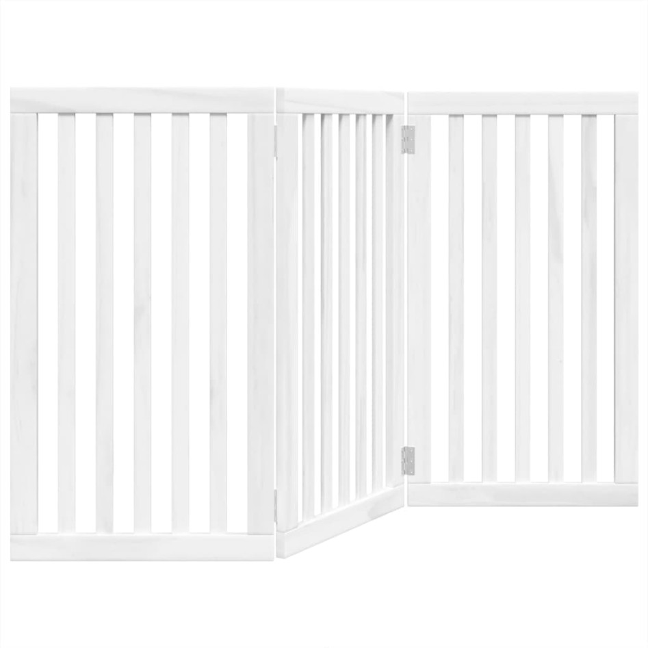 Puerta para perros plegable 3 paneles madera álamo blanca