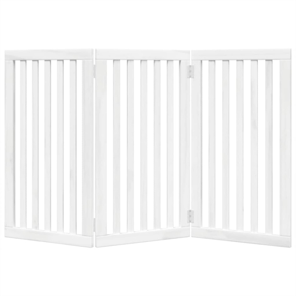 Puerta para perros plegable 3 paneles madera álamo blanca