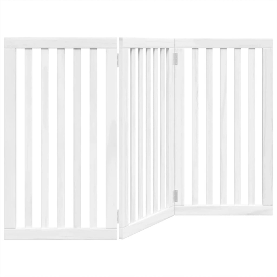 Puerta para perros plegable 3 paneles madera álamo blanca