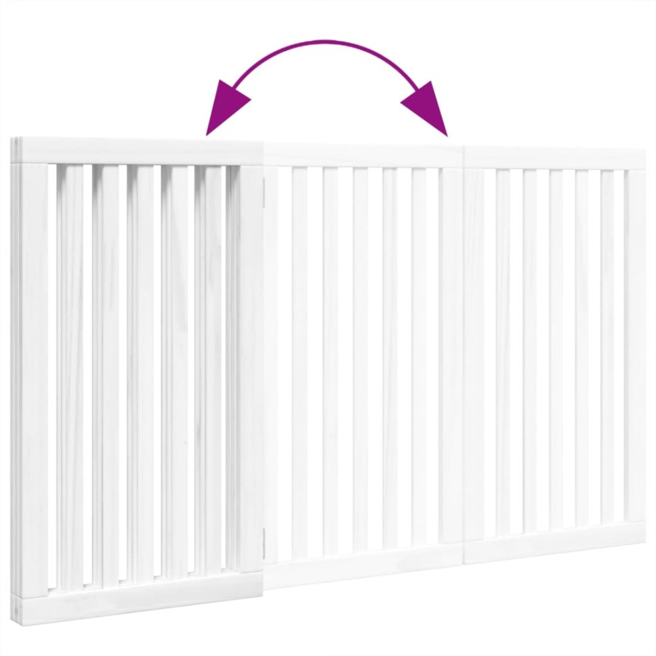 Puerta para perros plegable 3 paneles madera álamo blanca