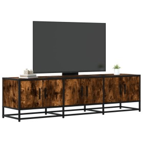 Mueble TV metal y madera ingeniería roble humo 150x35x41