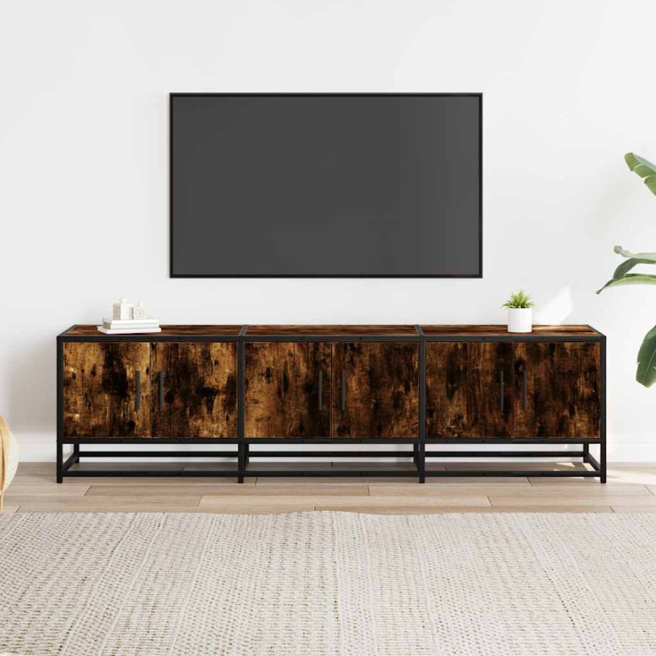 Mueble TV metal y madera ingeniería roble humo 150x35x41