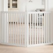 Puerta para perros plegable 2 paneles madera álamo blanca 160cm