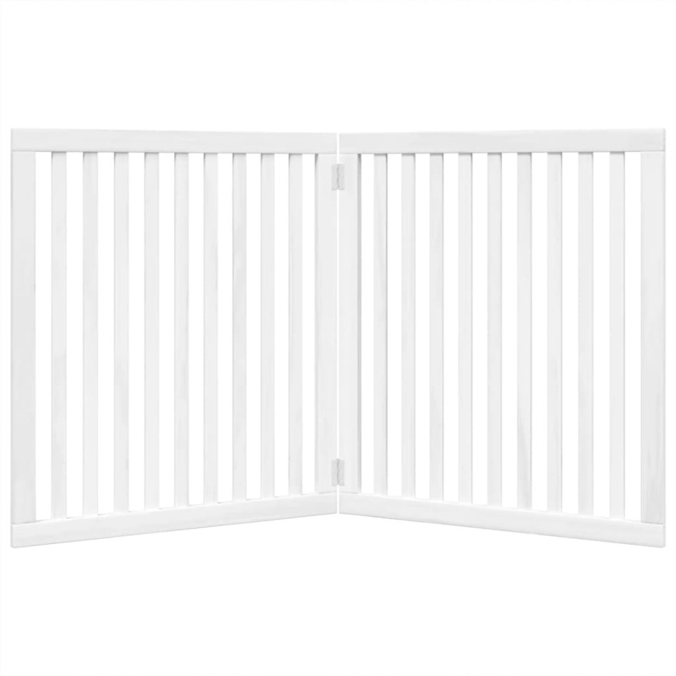 Puerta para perros plegable 2 paneles madera álamo blanca
