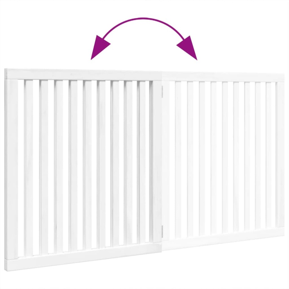 Puerta para perros plegable 2 paneles madera álamo blanca