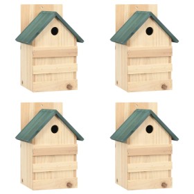 Casa para pájaros 4 unidades madera de abeto 23x19x33