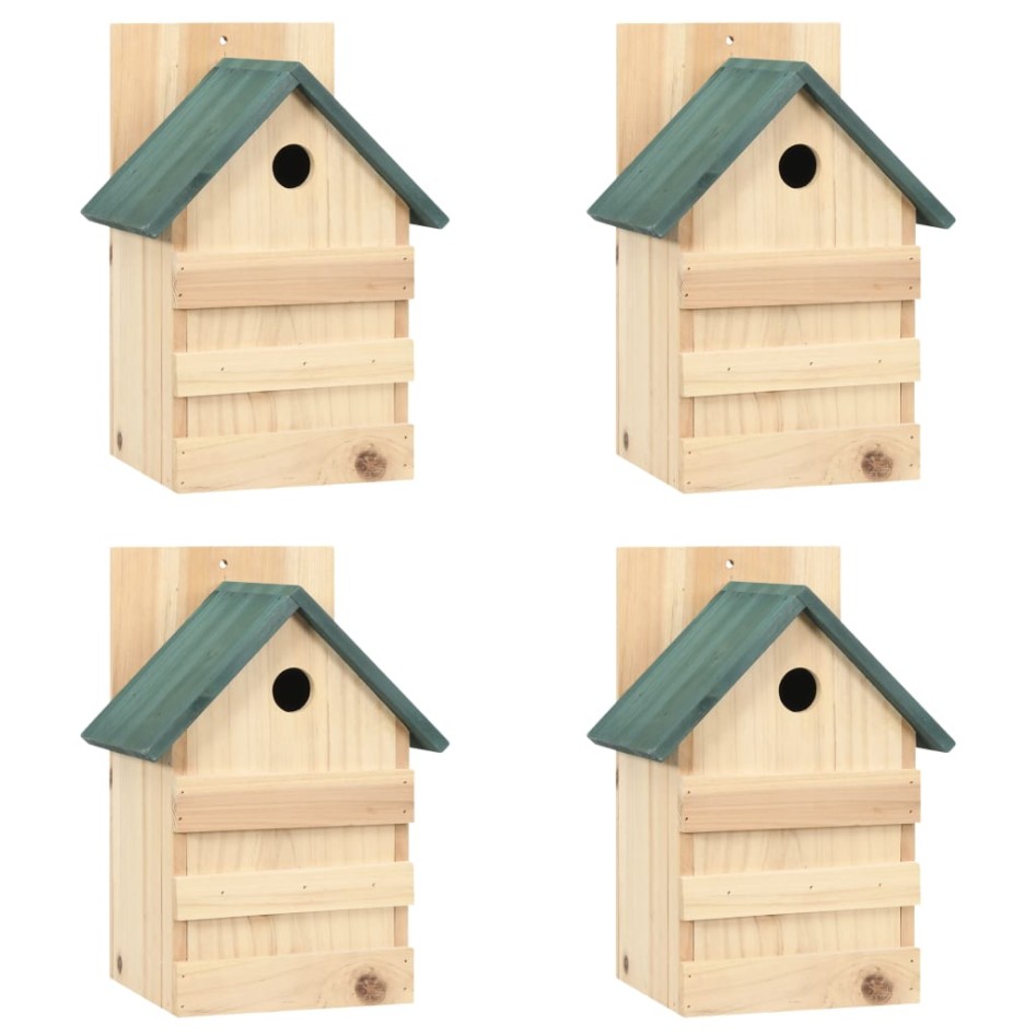 Casa para pájaros 4 unidades madera de abeto 23x19x33