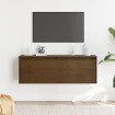 Armario de pared madera maciza de pino marrón miel 100x30x35 cm