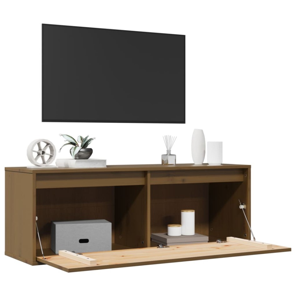 Armario de pared madera maciza de pino marrón miel 100x30x35