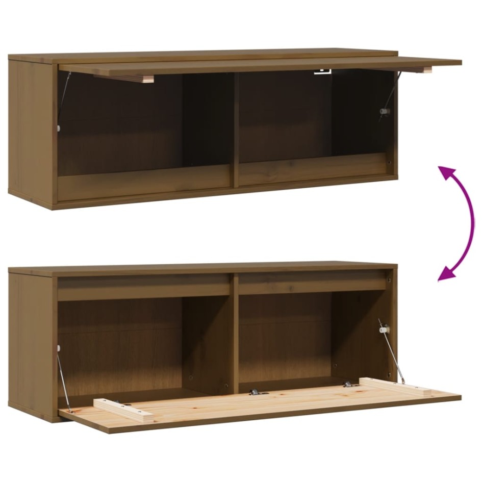 Armario de pared madera maciza de pino marrón miel 100x30x35