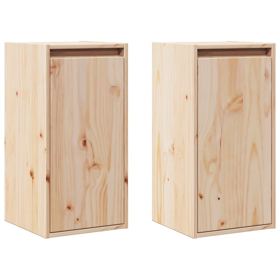 Armario de pared 2 uds madera maciza de pino 30x30x60