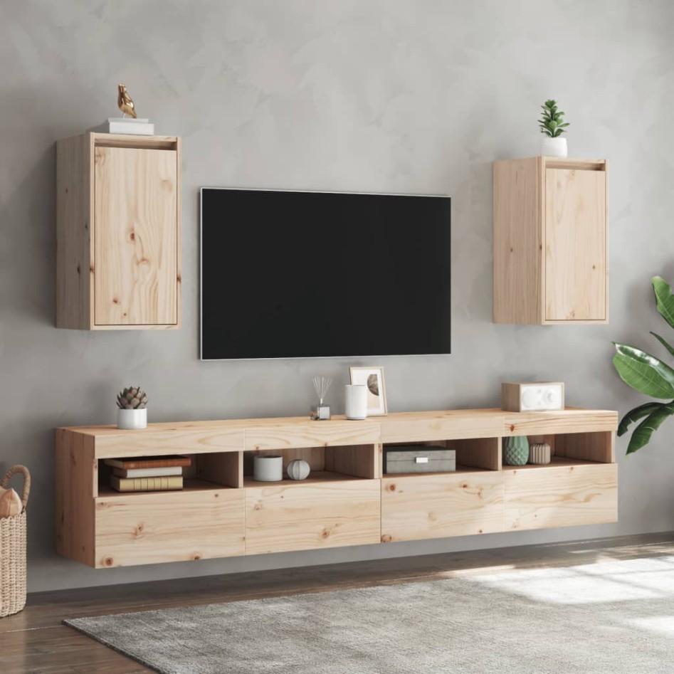 Armario de pared 2 uds madera maciza de pino 30x30x60