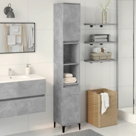 Armario de baño madera contrachapada gris hormigón 30x30x190