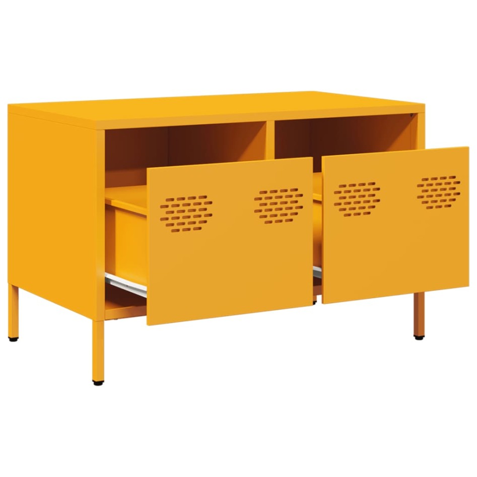 Mueble TV acero laminado en frío amarillo mostaza 68x39x43,5