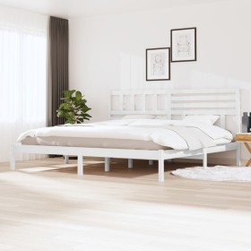 Estructura de cama madera maciza de pino blanca 200x200