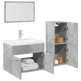 Set muebles de baño 2 piezas madera contrachapada gris