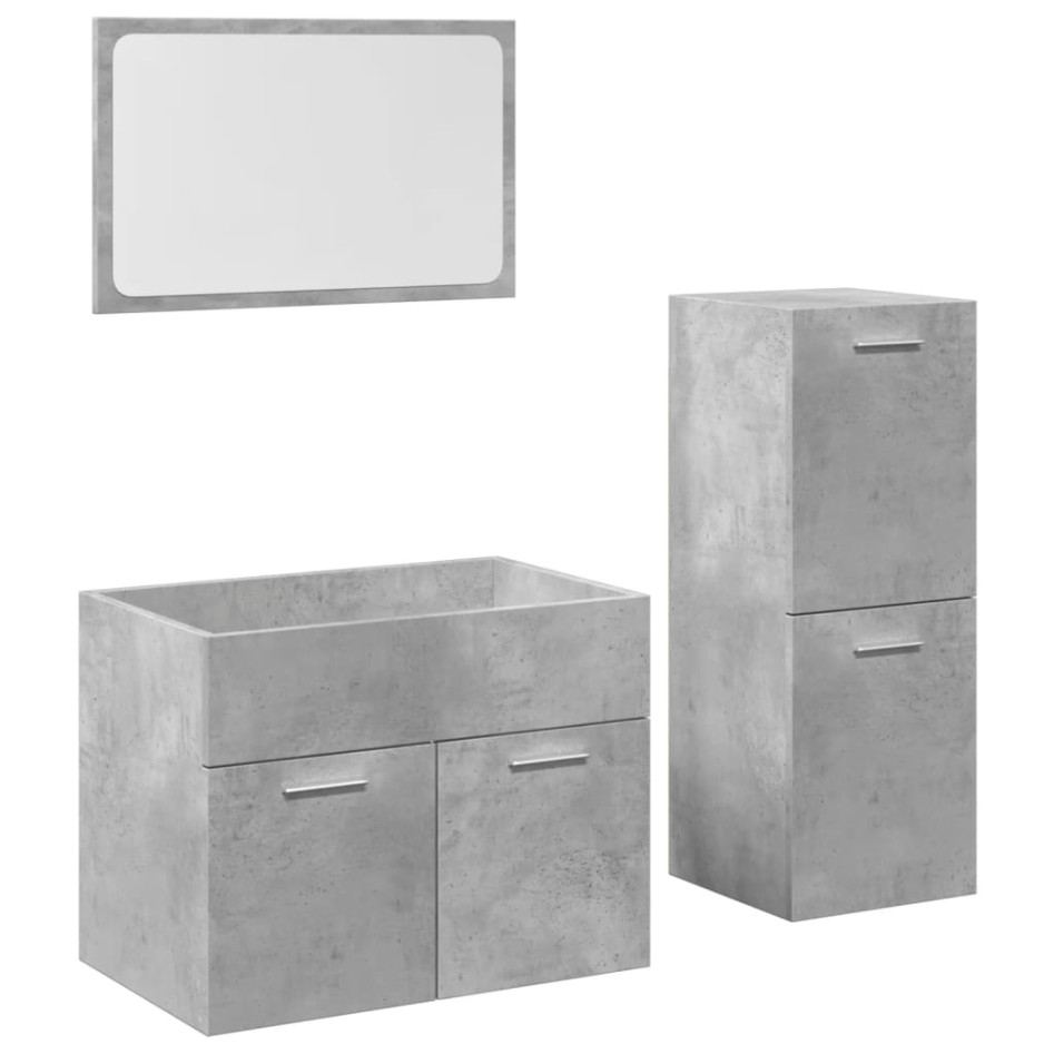 Set muebles de baño 2 piezas madera contrachapada gris