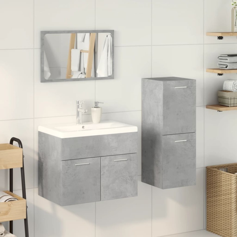 Set muebles de baño 2 piezas madera contrachapada gris