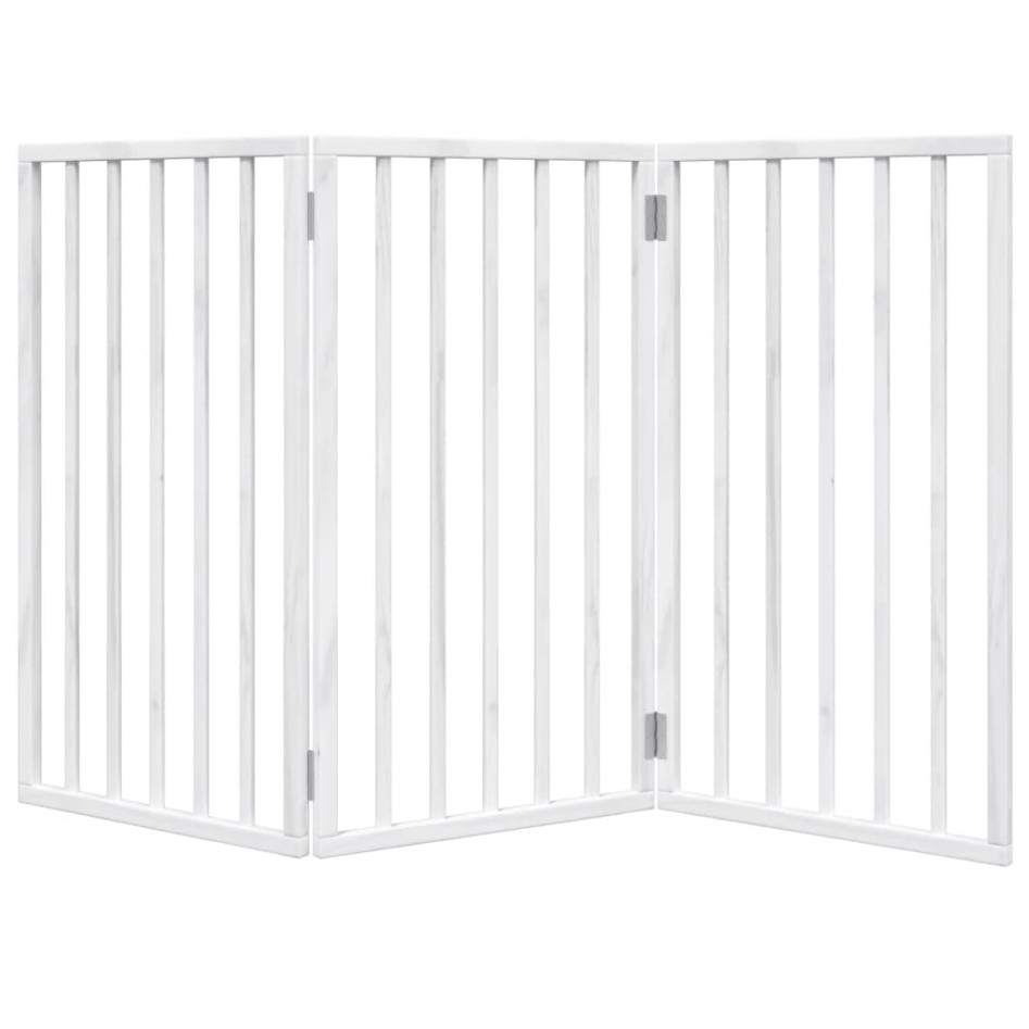 Puerta para perros plegable 3 paneles madera álamo blanca