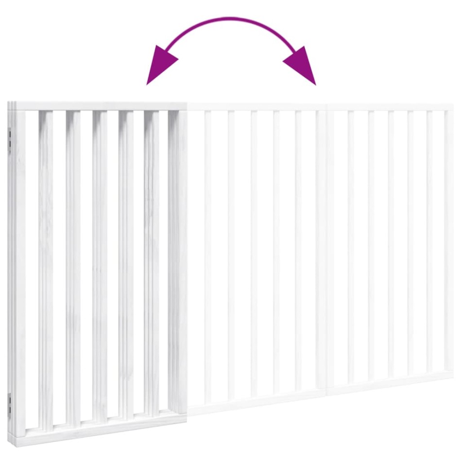 Puerta para perros plegable 3 paneles madera álamo blanca