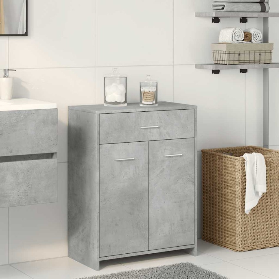 Armario de baño madera contrachapada gris hormigón 60x33x80